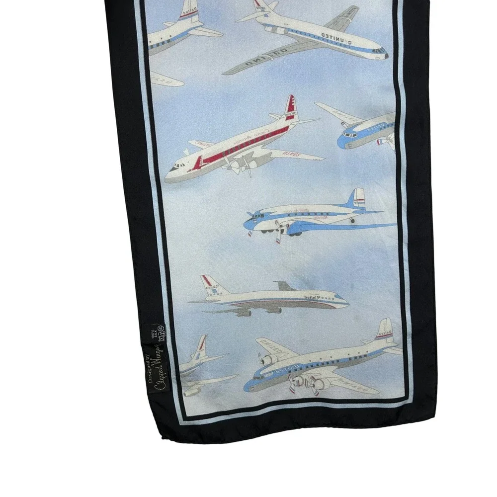 Vintage Clipped Wings United Air Lines Capital Airlines Silk Aviation Scarf